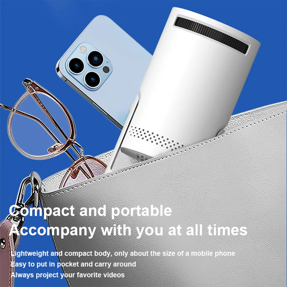 Mini Smart Projector – 1080P HD, WiFi 6 & Bluetooth