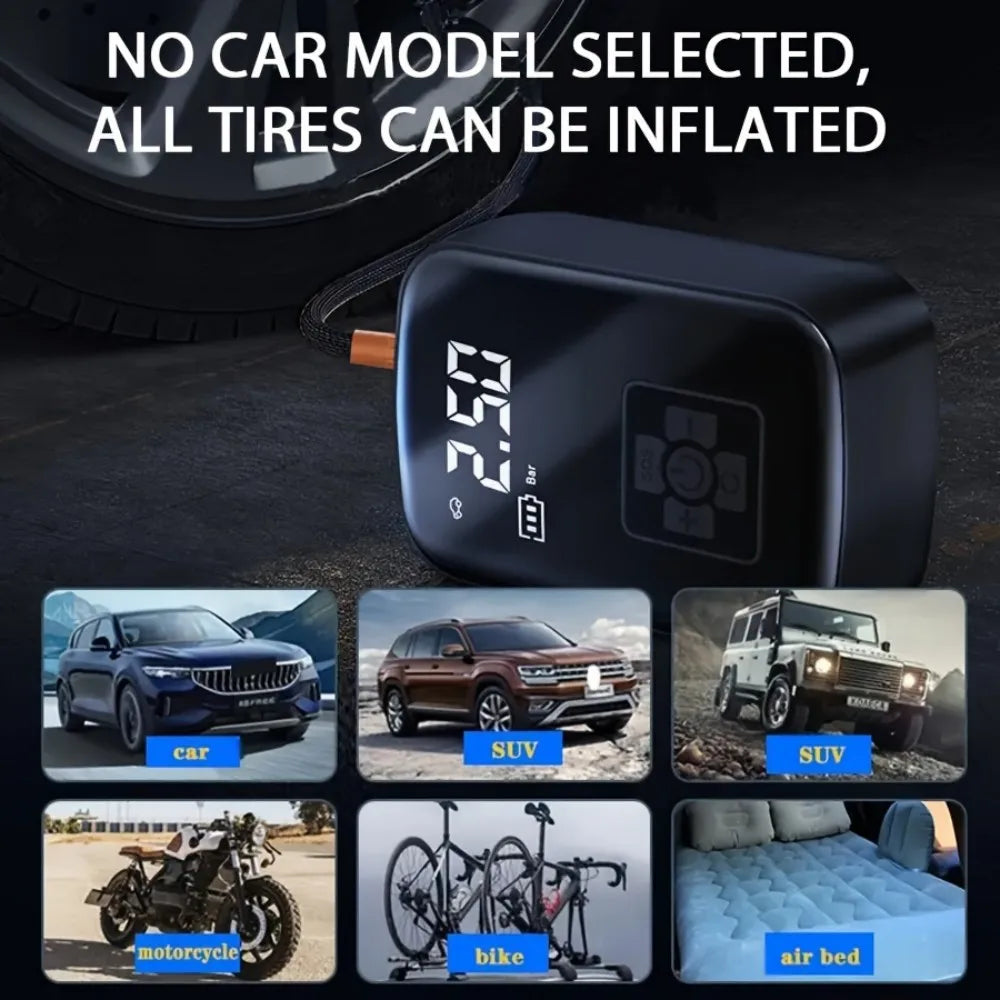 Portable Digital Air Pump – Cordless Tyre Inflator with LED Display