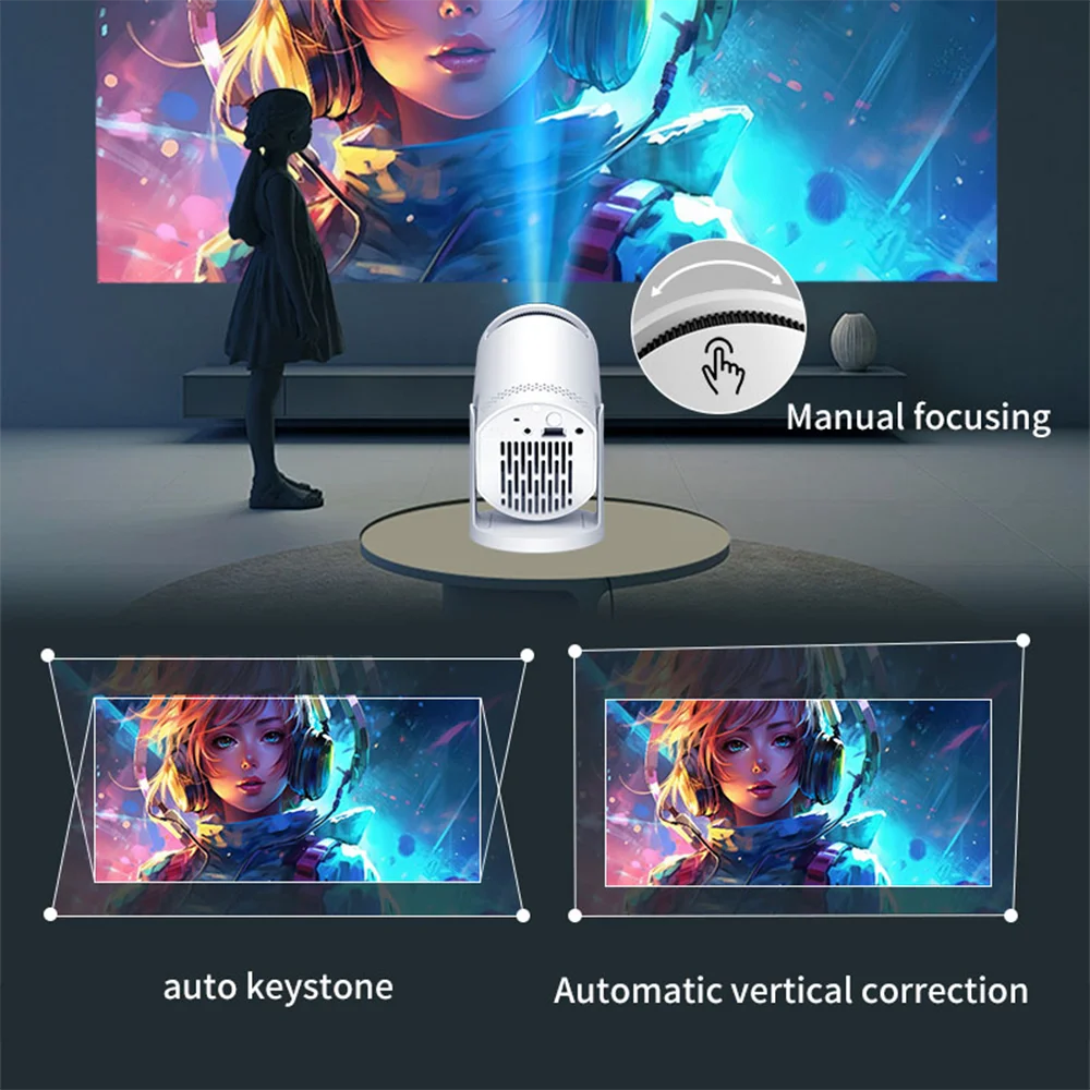 Mini Smart Projector – 1080P HD, WiFi 6 & Bluetooth