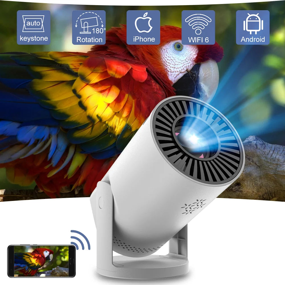 Mini Smart Projector – 1080P HD, WiFi 6 & Bluetooth