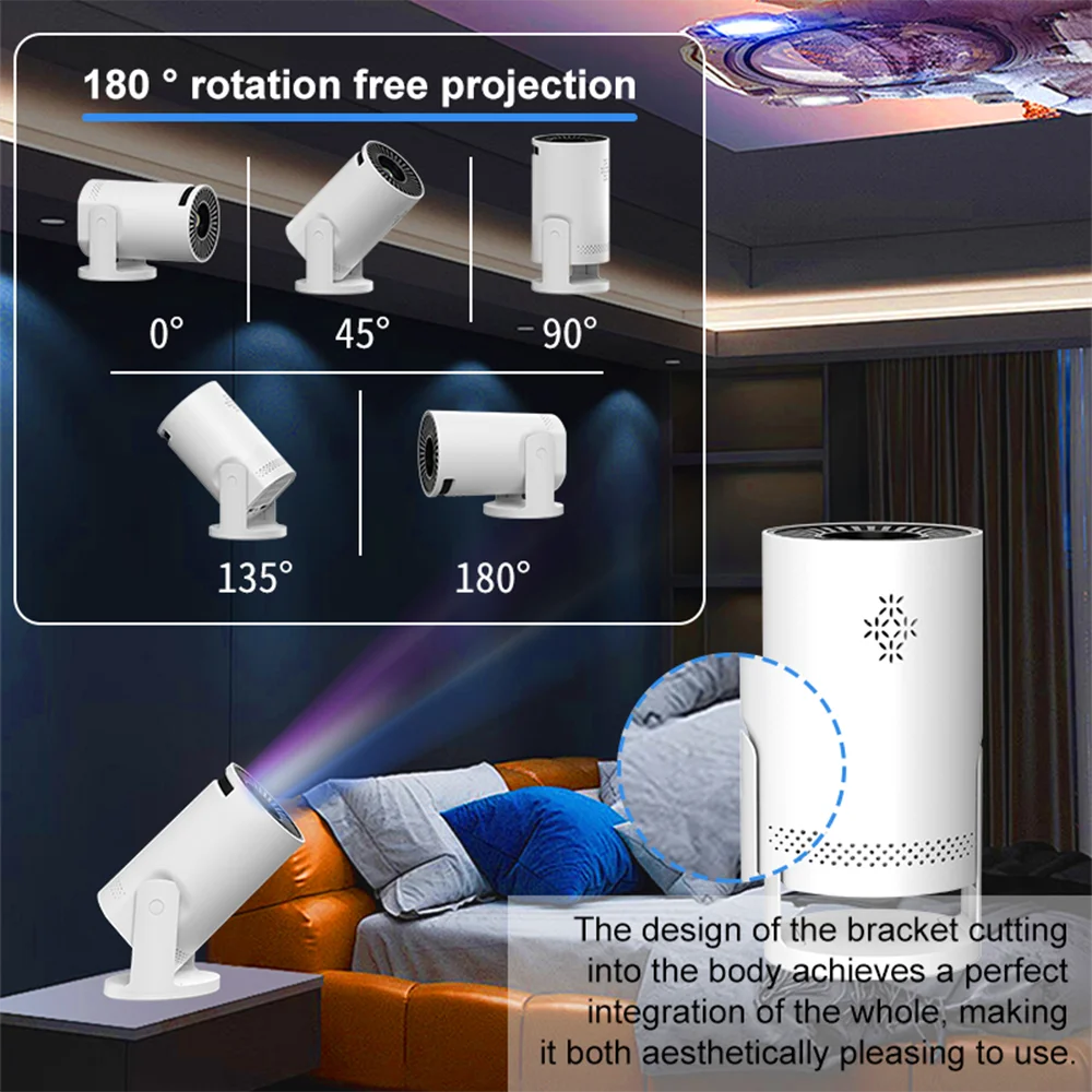 Mini Smart Projector – 1080P HD, WiFi 6 & Bluetooth