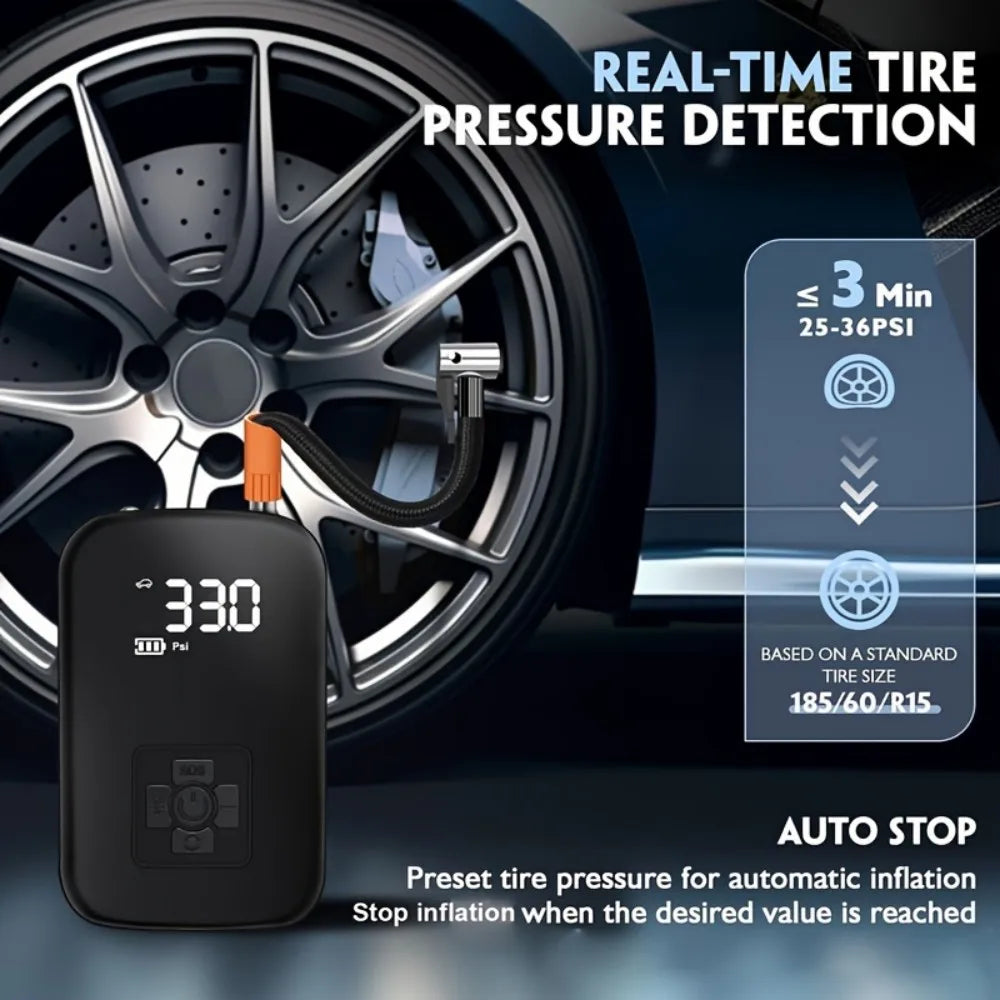 Portable Digital Air Pump – Cordless Tyre Inflator with LED Display