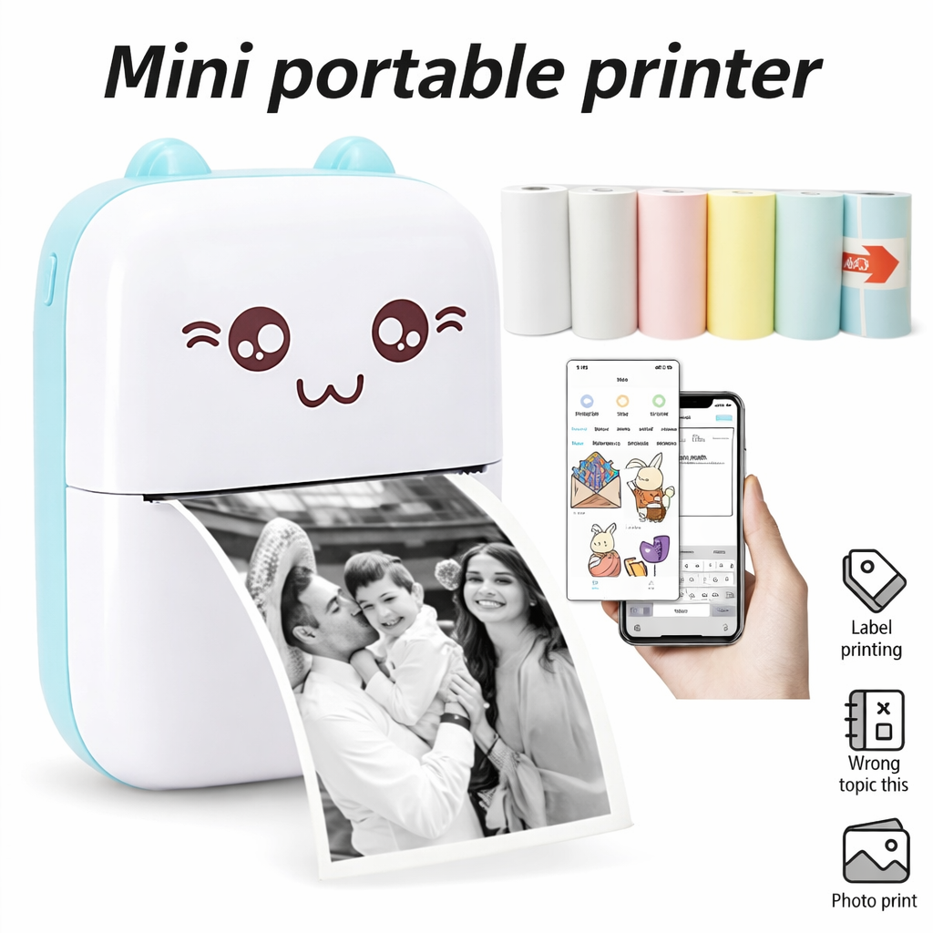 Mini Thermal Printer – Wireless Bluetooth Pocket Printer (58mm)