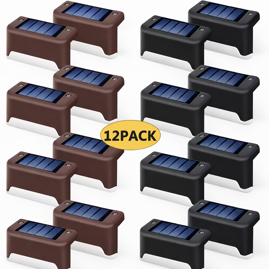 Solar Deck Lights – Outdoor LED Fence & Step Lights (4–12 Pack)