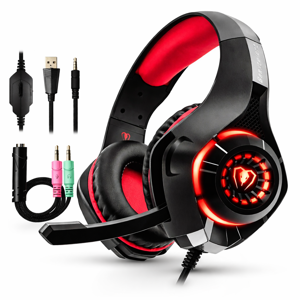 RGB Gaming Headset – Noise Cancelling Mic Over-Ear Headphones