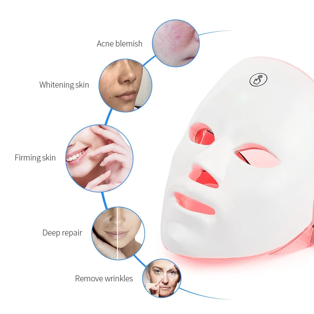 7-Color LED Face Mask – Rechargeable Anti-Aging Skin Therapy Device