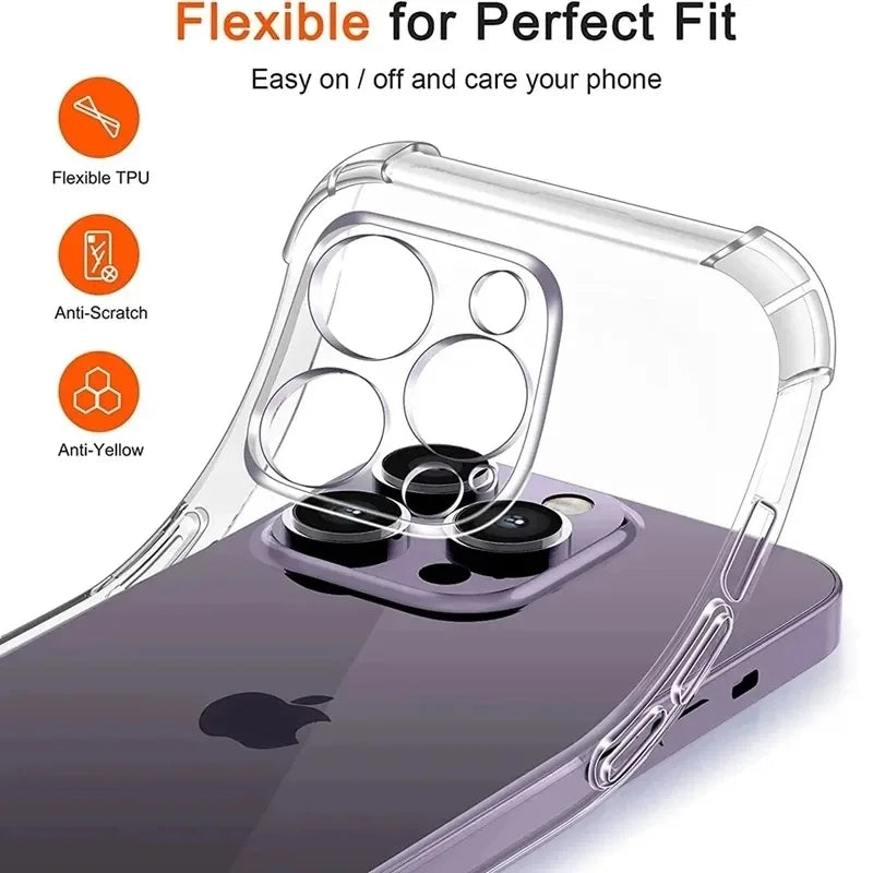 iPhone 14 Pro Clear Case – Luxury Shockproof Slim Silicone Cover