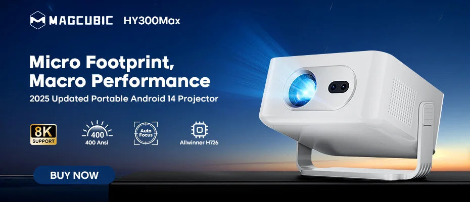 HY300 Pro Mini Projector – 1080P, WiFi 6 & Bluetooth (Android 14)