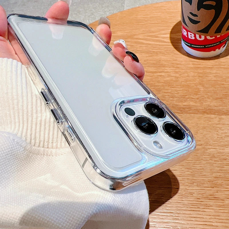 iPhone 15 Pro Luxury Clear Armor Case – Shockproof Transparent Acrylic Protective Cover