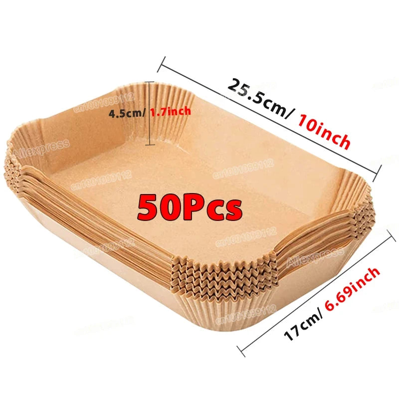 Round Air Fryer Paper Liners (50/100PCS) – Non-Stick Disposable Sheets