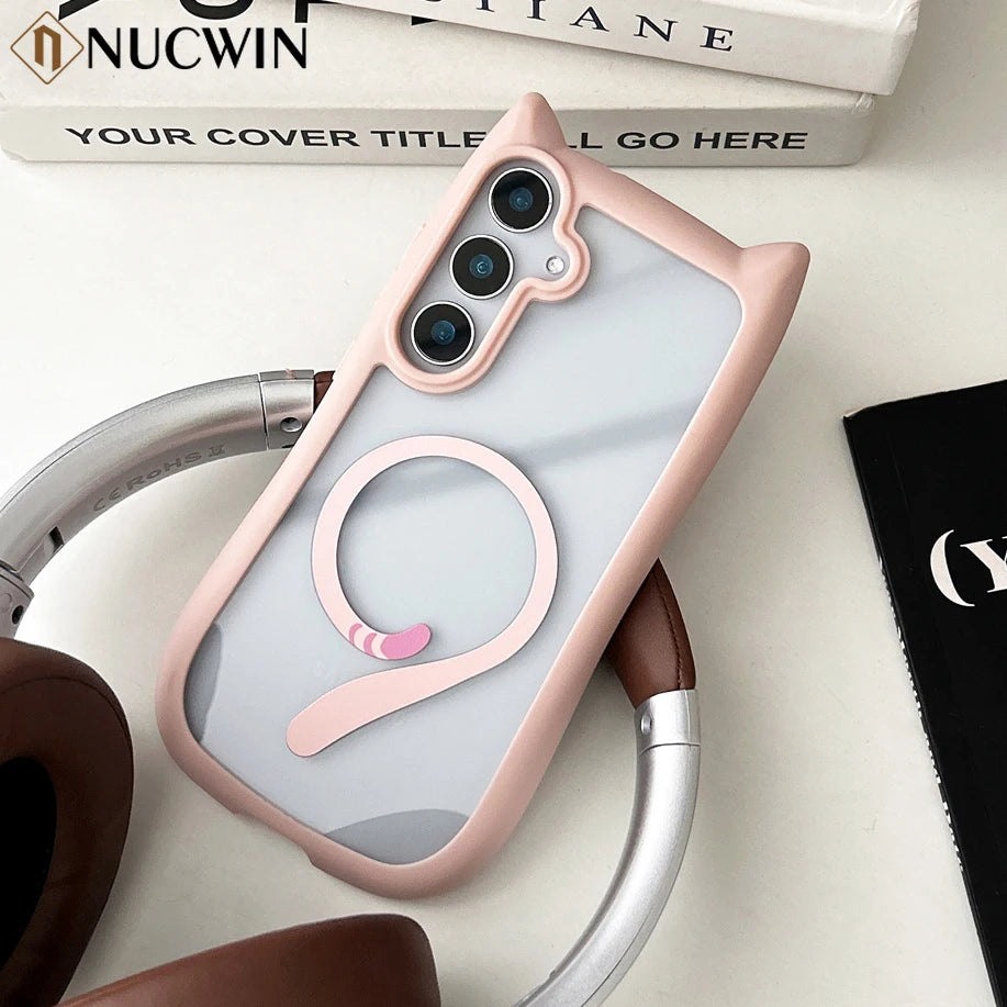 S26 Mansion Cat Ear Magnetic Case – Clear Premium Edition