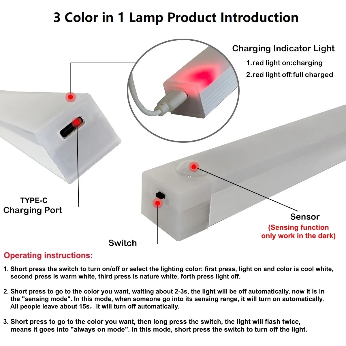 Rechargeable Motion Sensor LED Light Bar