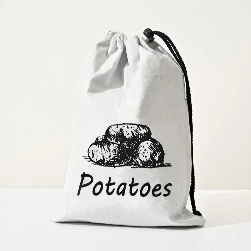 Onion & Potato Storage Bag Large Canvas Drawstring Fresh Keeper