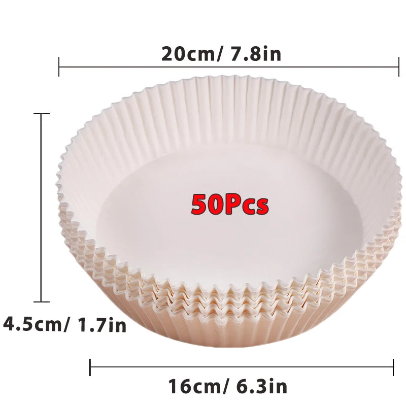 Round Air Fryer Paper Liners (50/100PCS) – Non-Stick Disposable Sheets