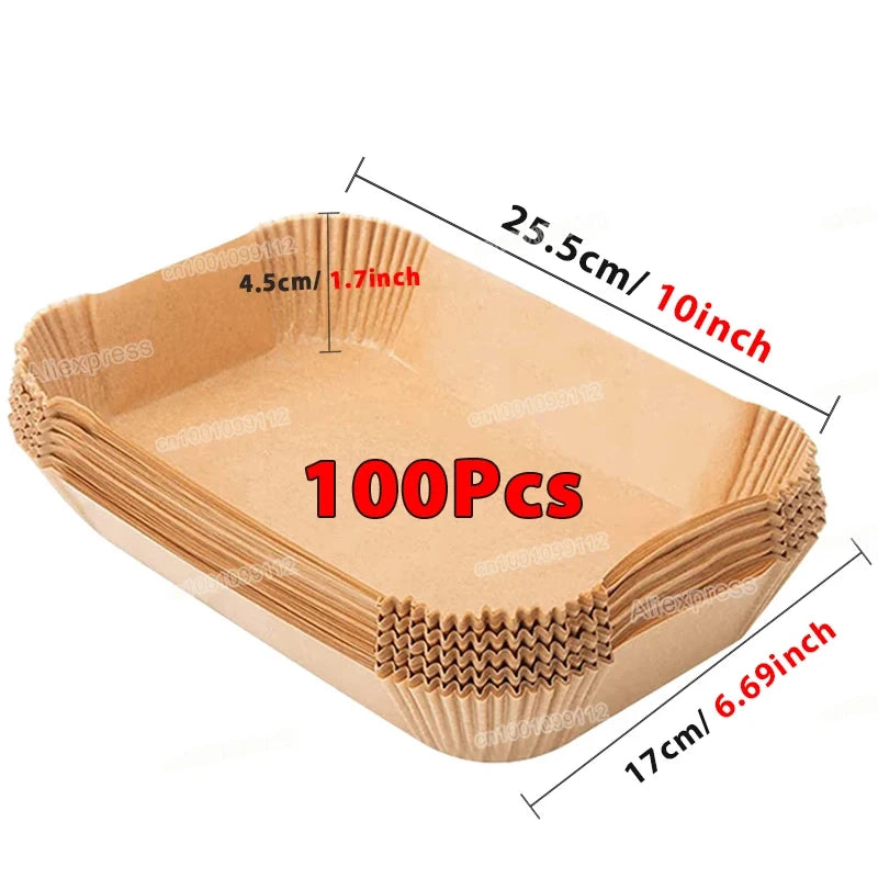 Round Air Fryer Paper Liners (50/100PCS) – Non-Stick Disposable Sheets