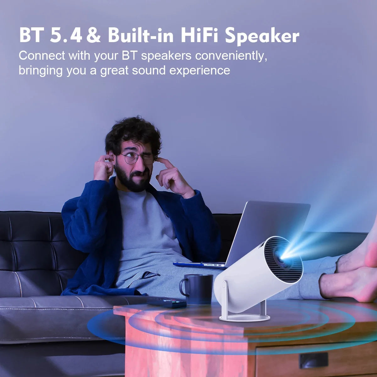 HY300 Pro Mini Projector – 1080P, WiFi 6 & Bluetooth (Android 14)
