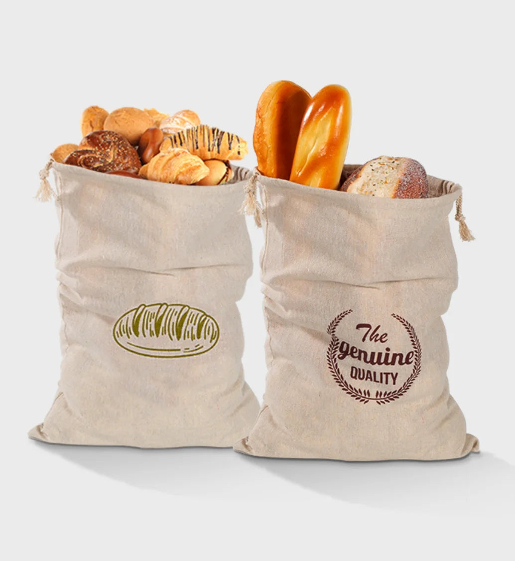 Artisan Linen Bread Bag – Reusable Drawstring Storage
