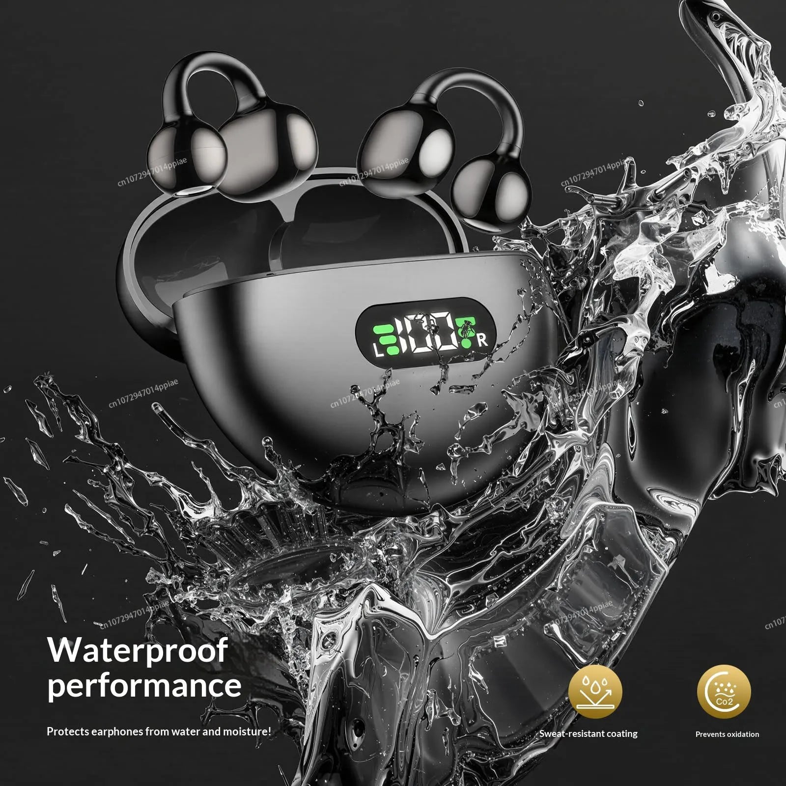 Bluetooth Clip-On Open Ear Sports Earbuds with Mic & Long Battery Life