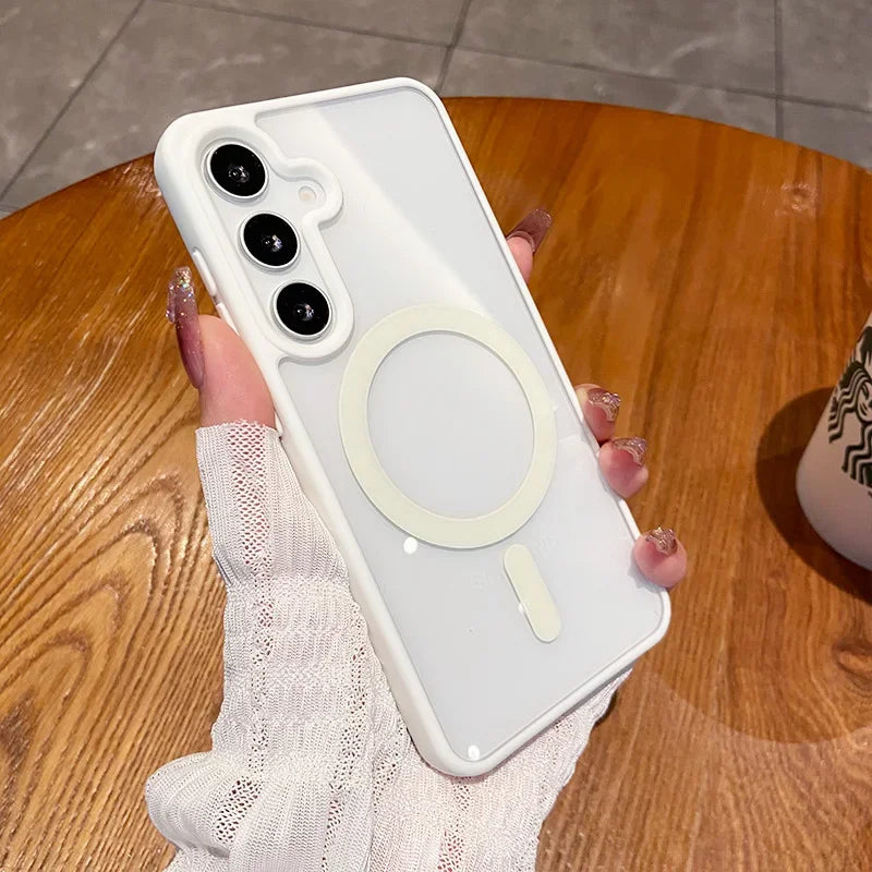 For Magsafe Wireless Charge Case for Samsung Galaxy S26 S25 FE S22 S23 Plus S24 Ultra Clear Shockproof Magnetic Bumper Cover