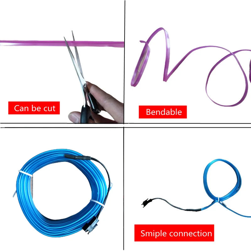 NeonGlow EL Wire – Ambient Car Light