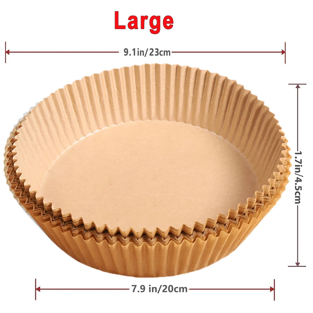 Round Air Fryer Paper Liners (50/100PCS) – Non-Stick Disposable Sheets