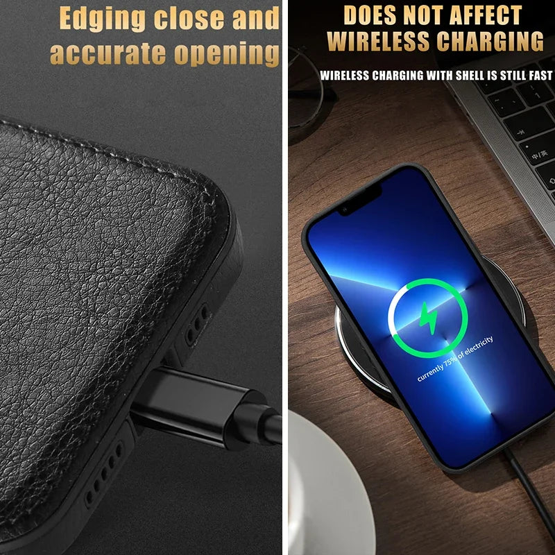 iPhone 16 Pro Premium PU Leather Case – Luxury Shockproof Business Cover