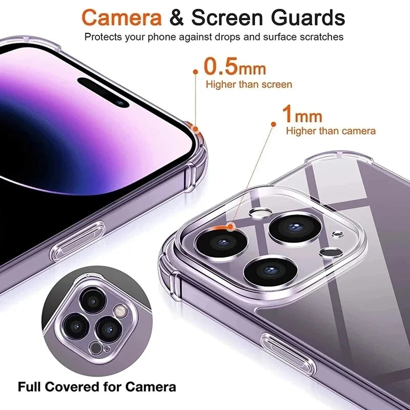 iPhone 13 Pro Clear Case – Luxury Shockproof Slim Silicone Cover
