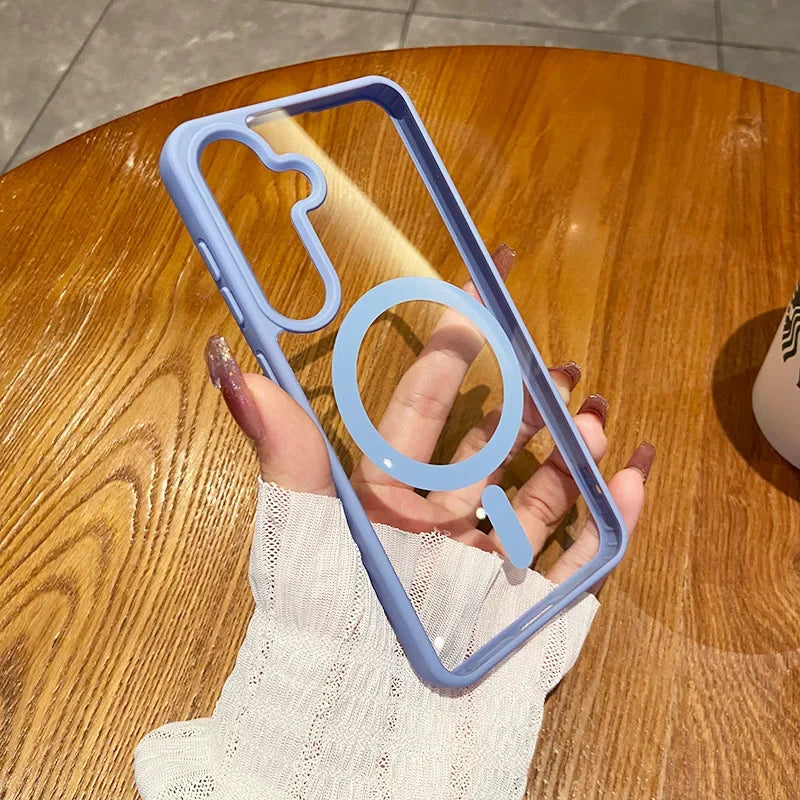 For Magsafe Wireless Charge Case for Samsung Galaxy S26 S25 FE S22 S23 Plus S24 Ultra Clear Shockproof Magnetic Bumper Cover