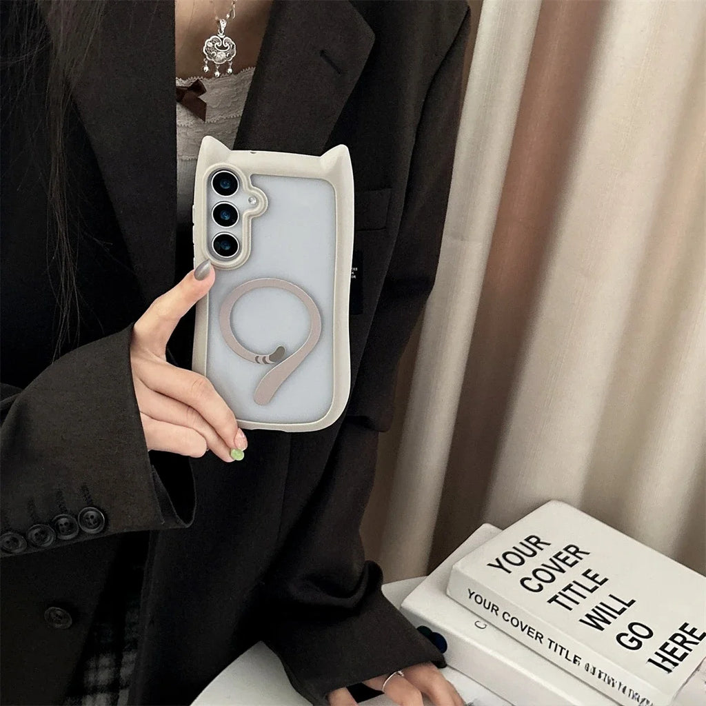 S26 Mansion Cat Ear Magnetic Case – Clear Premium Edition