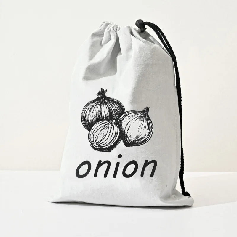 Onion & Potato Storage Bag Large Canvas Drawstring Fresh Keeper