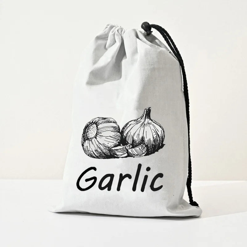 Onion & Potato Storage Bag Large Canvas Drawstring Fresh Keeper