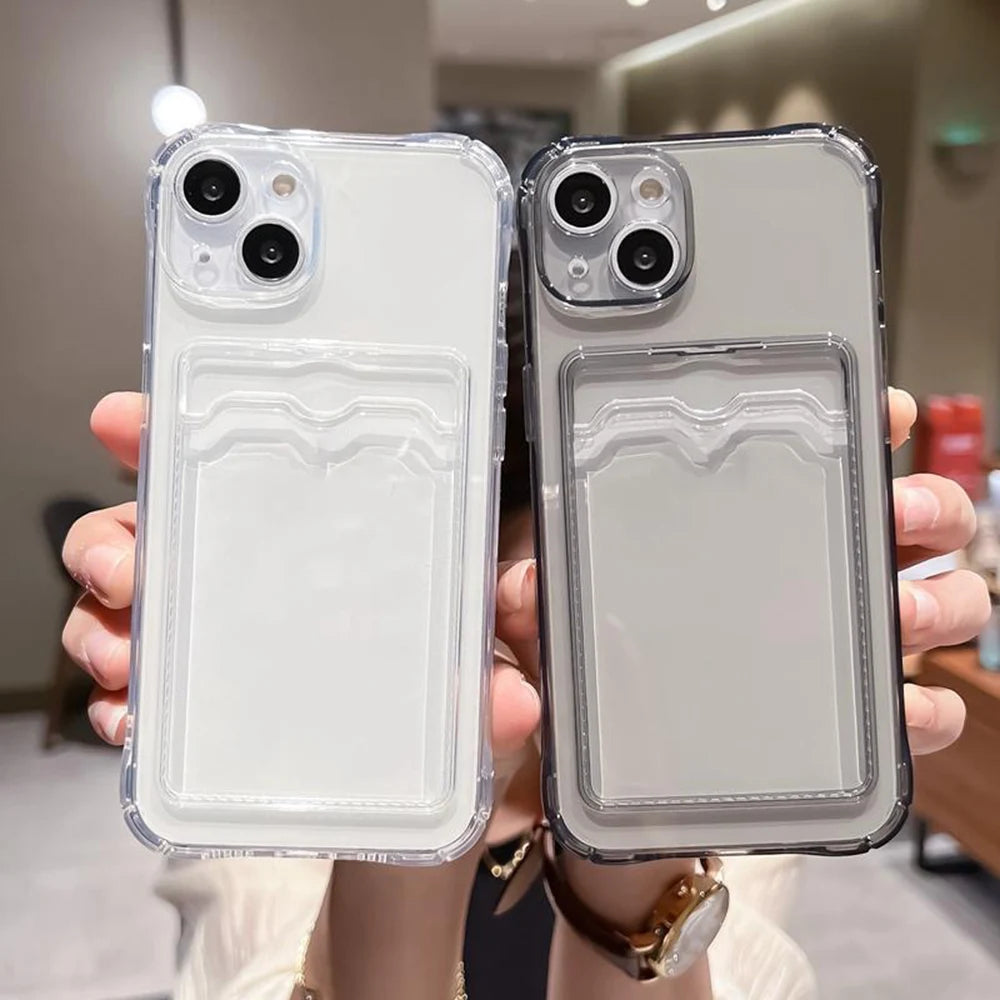 iPhone 16 Clear Card Holder Case – Shockproof Wallet Protective Cover