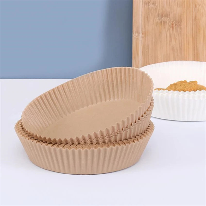 Round Air Fryer Paper Liners (50/100PCS) – Non-Stick Disposable Sheets