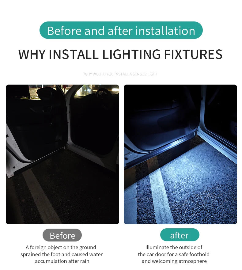 2 pcs RGB Car Door Glow Lights – Wireless Set