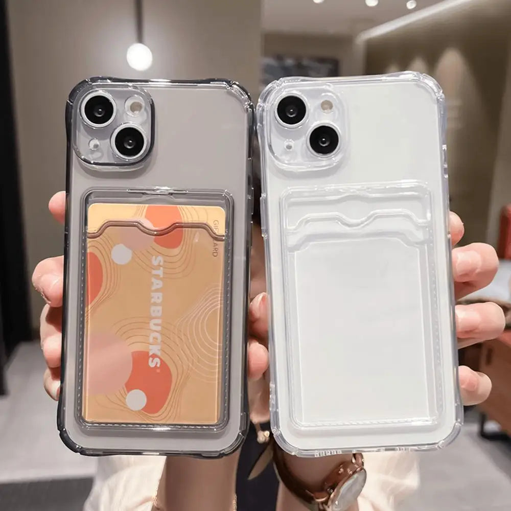 iPhone 16 Pro Clear Card Holder Case – Shockproof Wallet Protective Cover