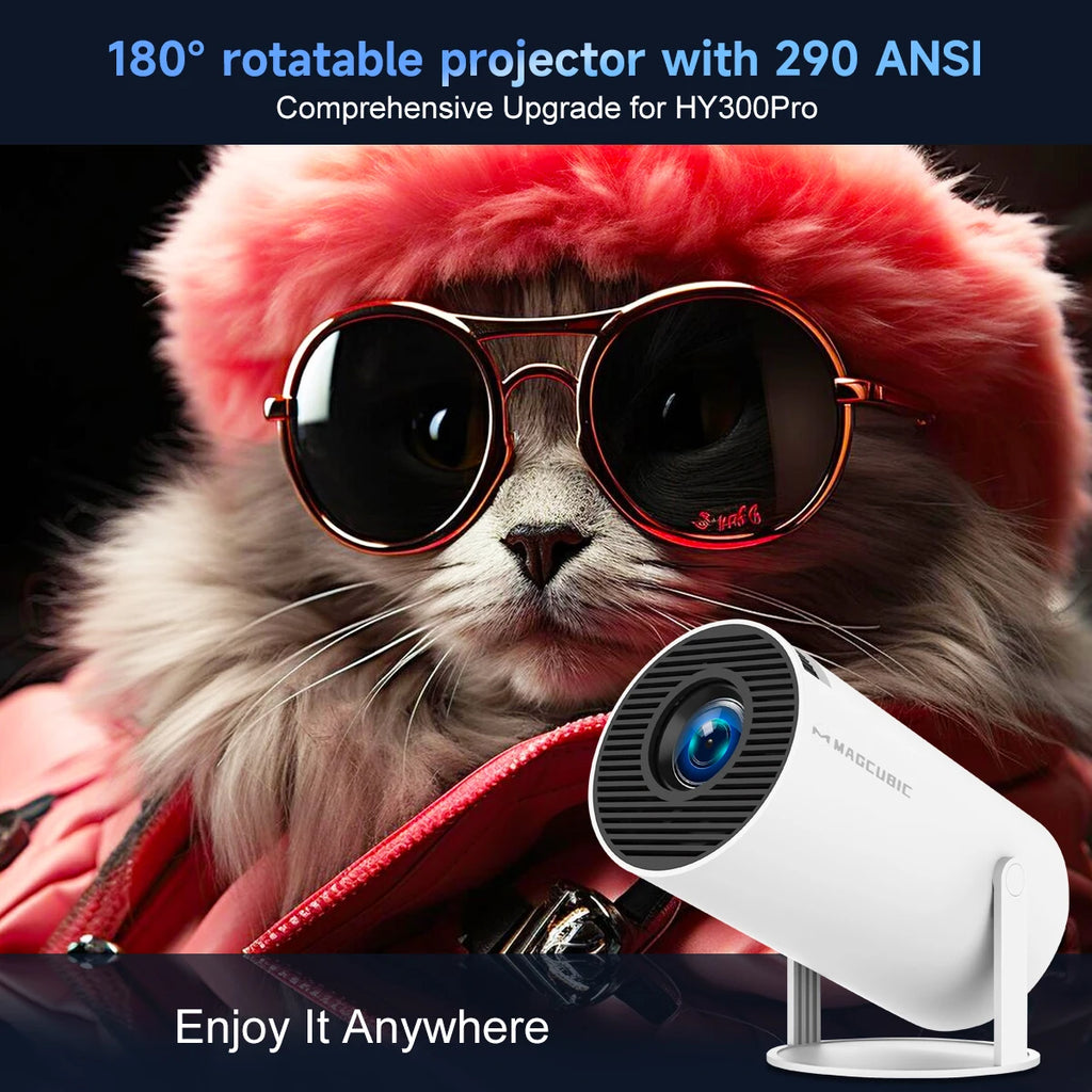 HY300 Pro Mini Projector – 1080P, WiFi 6 & Bluetooth (Android 14)