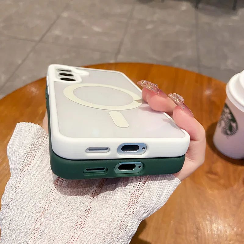 For Magsafe Wireless Charge Case for Samsung Galaxy S26 S25 FE S22 S23 Plus S24 Ultra Clear Shockproof Magnetic Bumper Cover