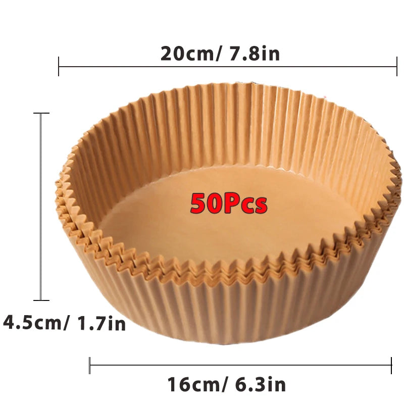 Round Air Fryer Paper Liners (50/100PCS) – Non-Stick Disposable Sheets