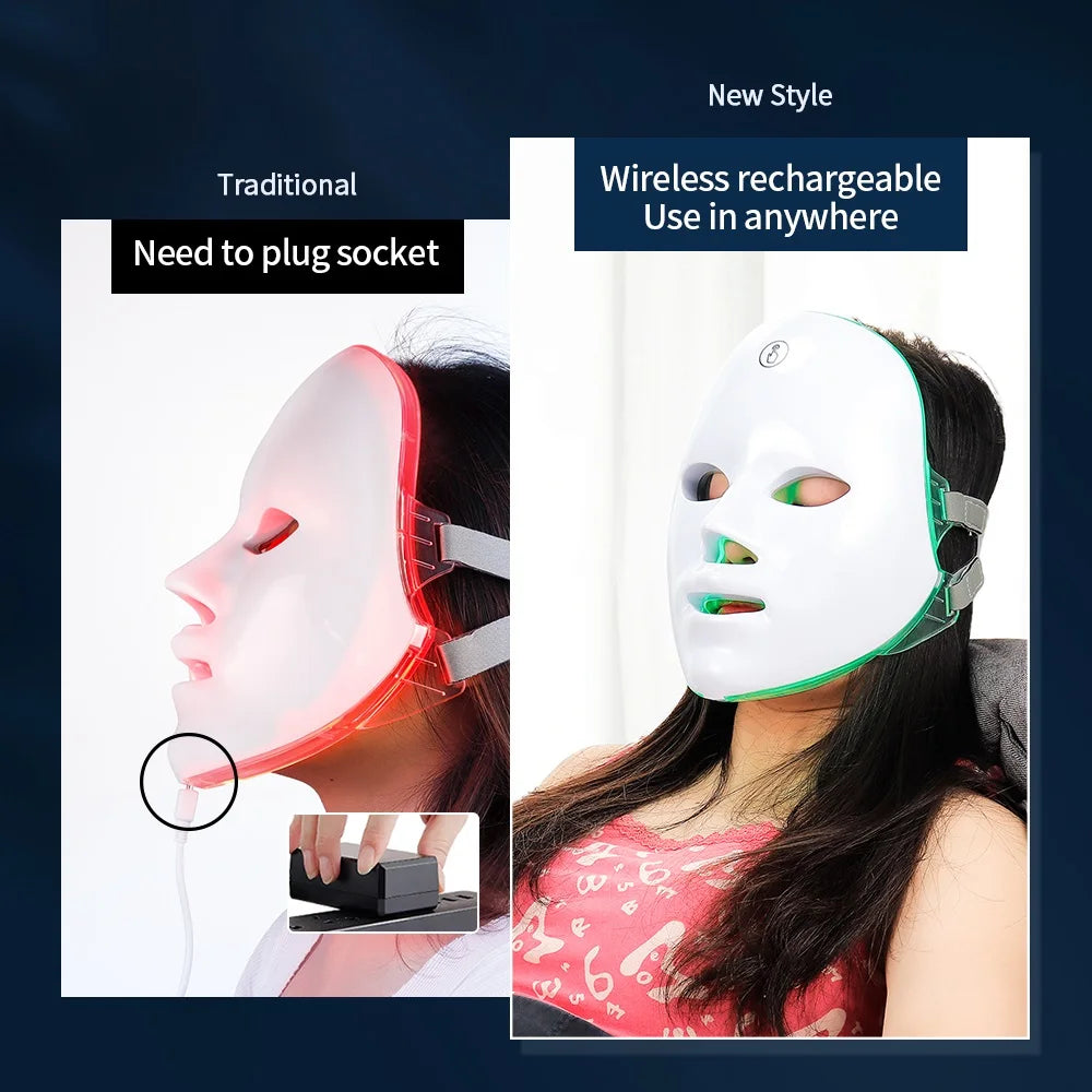 7-Color LED Face Mask – Rechargeable Anti-Aging Skin Therapy Device