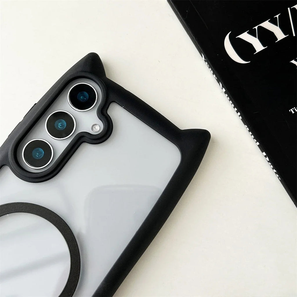 S26 Mansion Cat Ear Magnetic Case – Clear Premium Edition