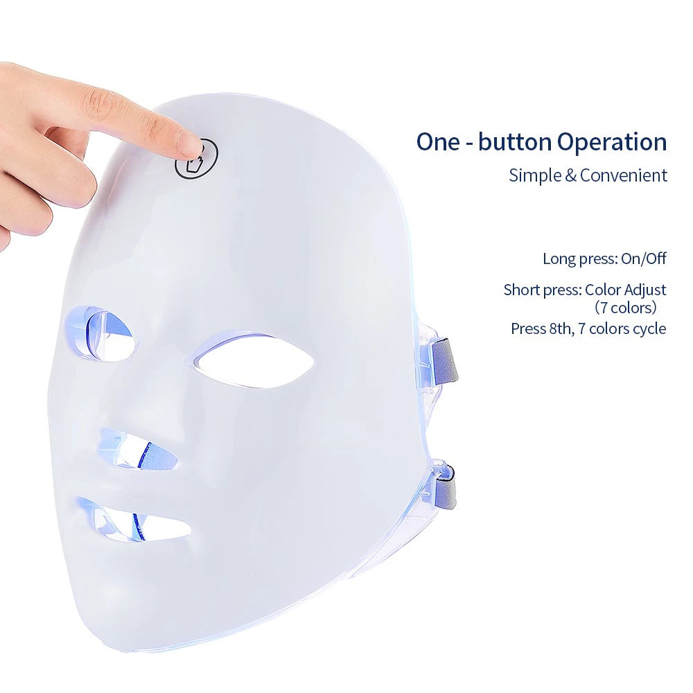 7-Color LED Face Mask – Rechargeable Anti-Aging Skin Therapy Device
