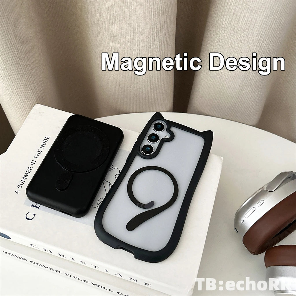 S26 Mansion Cat Ear Magnetic Case – Clear Premium Edition