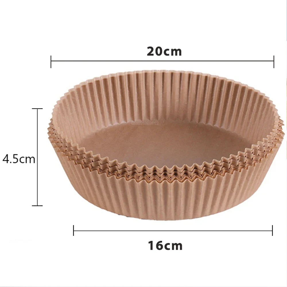 Round Air Fryer Paper Liners (50/100PCS) – Non-Stick Disposable Sheets