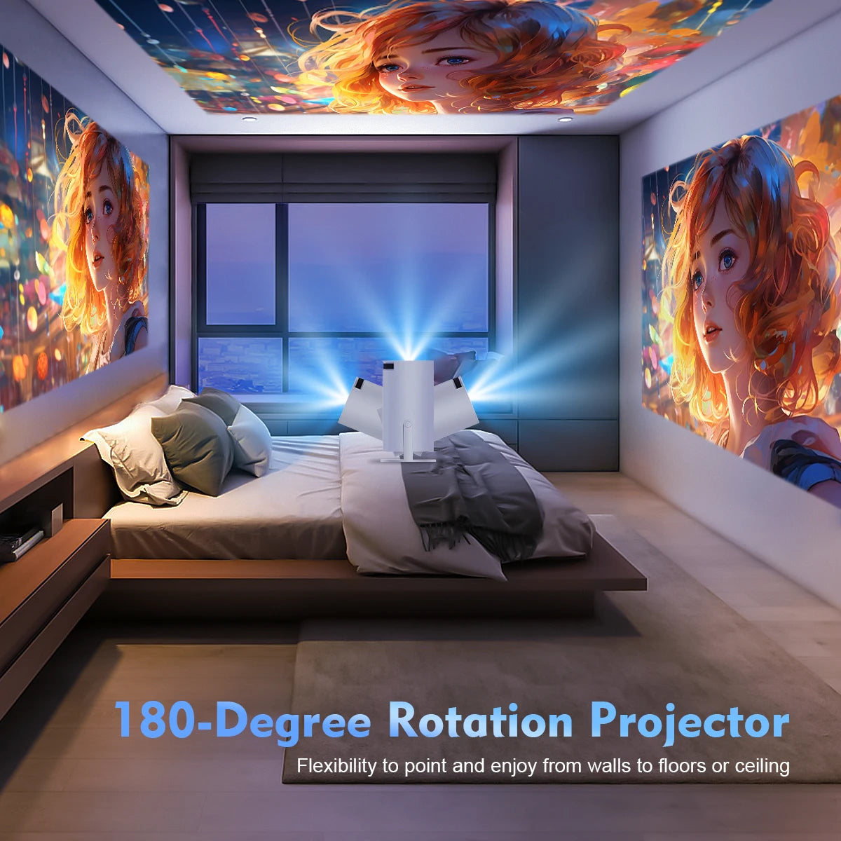 HY300 Pro Mini Projector – 1080P, WiFi 6 & Bluetooth (Android 14)