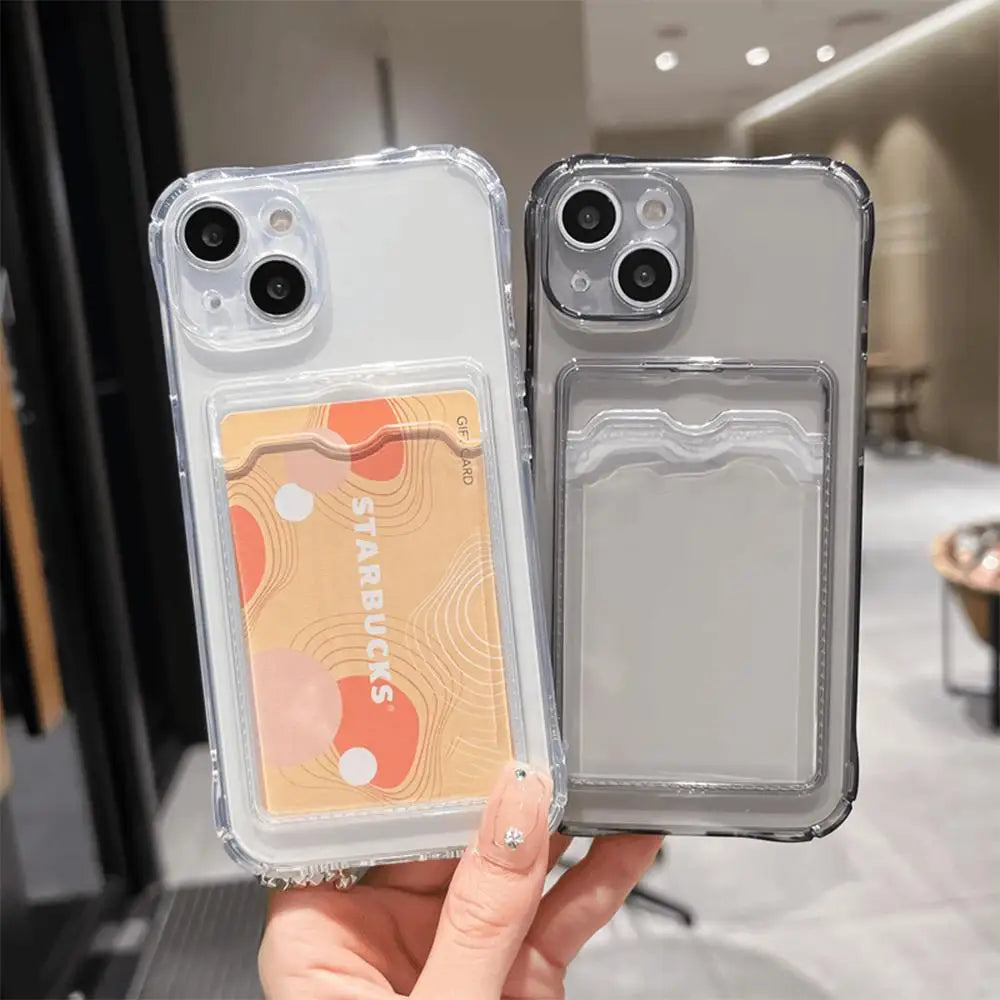 iPhone 13 Pro Clear Wallet Case – Shockproof Card Holder Protective Cover