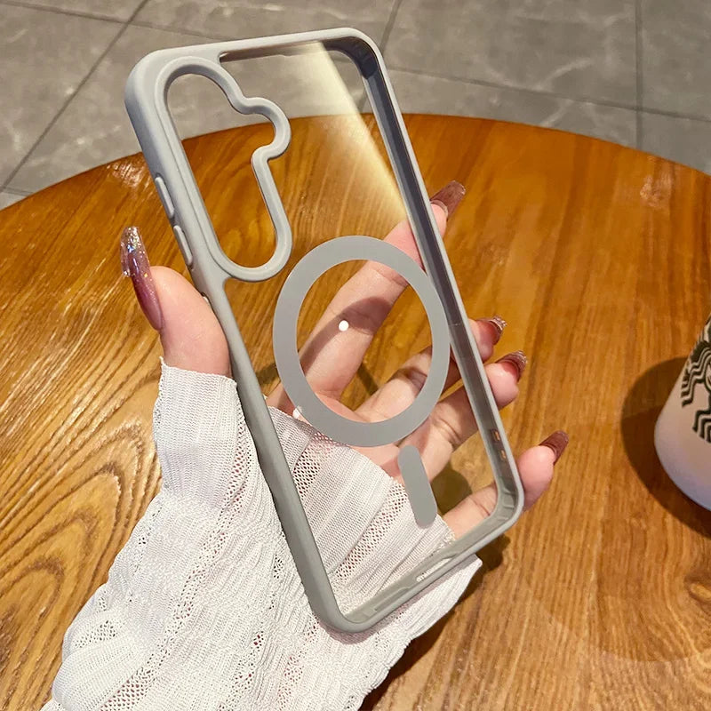 For Magsafe Wireless Charge Case for Samsung Galaxy S26 S25 FE S22 S23 Plus S24 Ultra Clear Shockproof Magnetic Bumper Cover