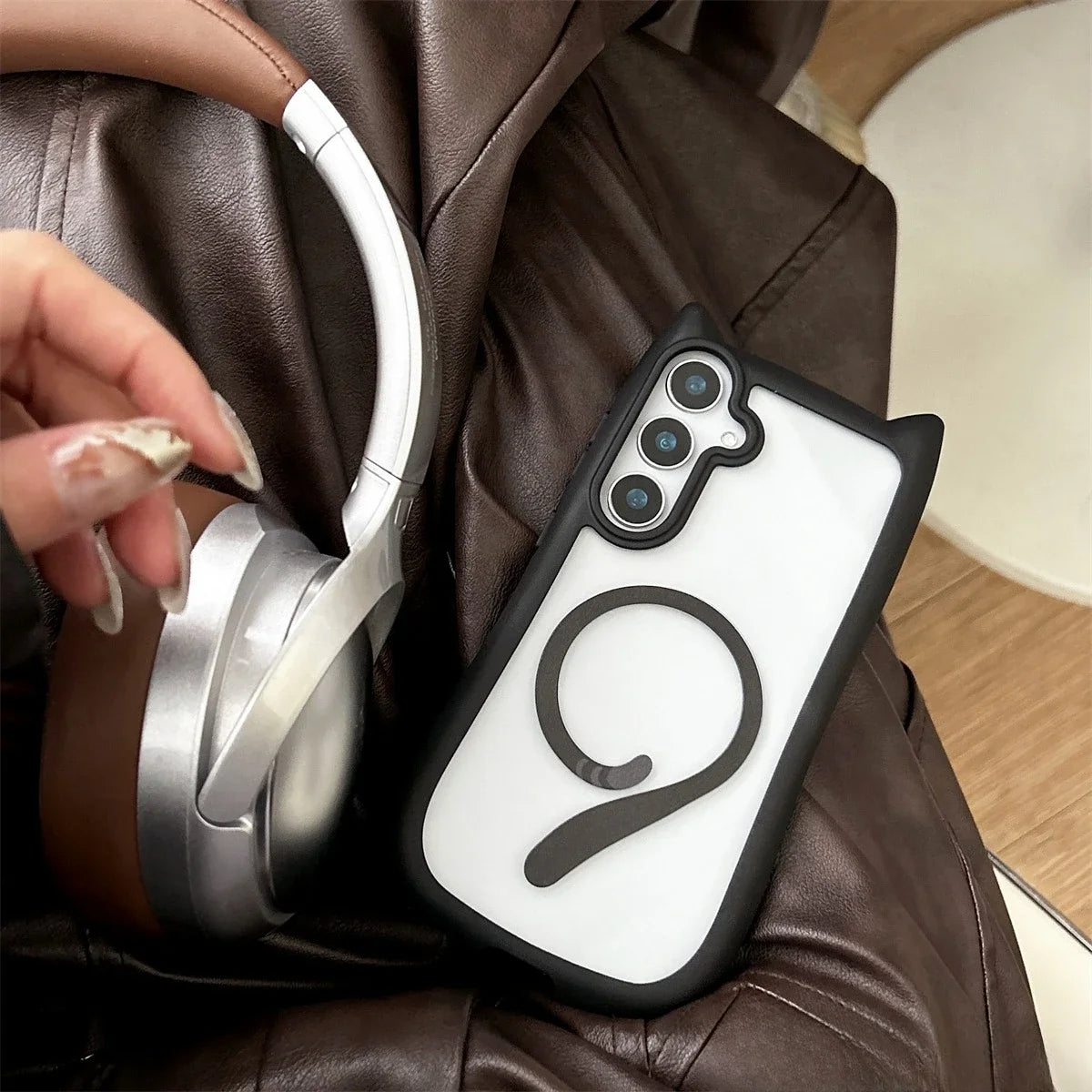 S26 Mansion Cat Ear Magnetic Case – Clear Premium Edition