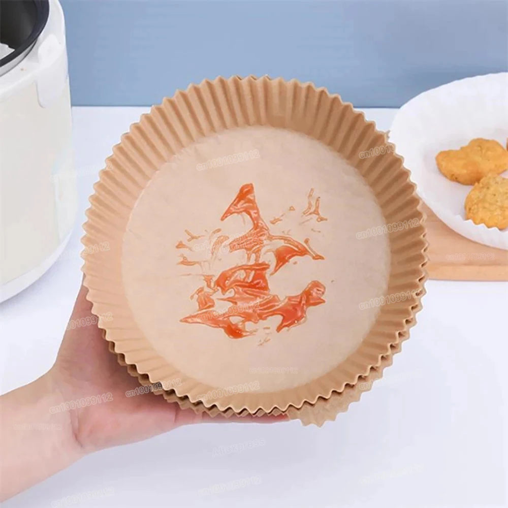 Round Air Fryer Paper Liners (50/100PCS) – Non-Stick Disposable Sheets