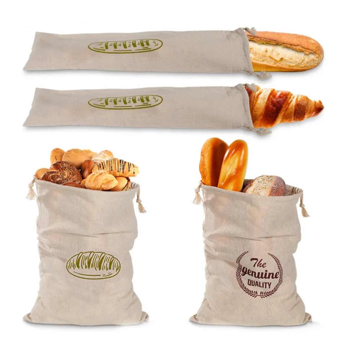 Artisan Linen Bread Bag – Reusable Drawstring Storage