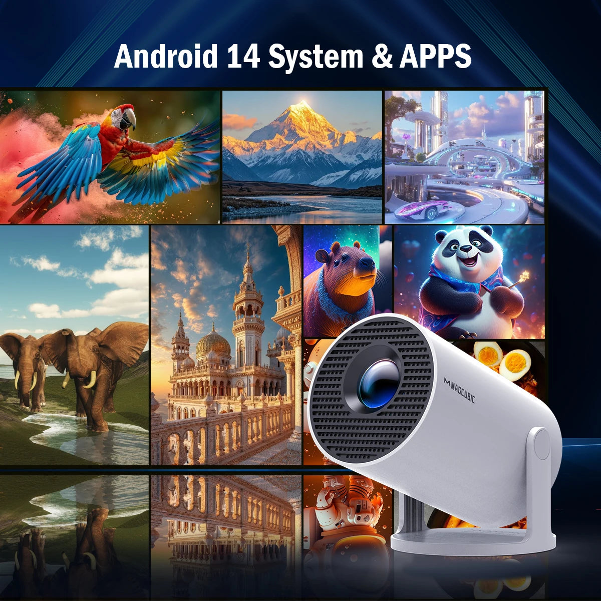 HY300 Pro Mini Projector – 1080P, WiFi 6 & Bluetooth (Android 14)